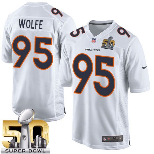  Broncos #95 Derek Wolfe White Super Bowl 50 Men's Stitched NFL Game Event Jersey