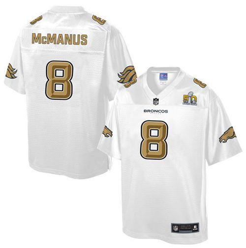  Broncos #8 Brandon McManus White Men's NFL Pro Line Super Bowl 50 Fashion Game Jersey