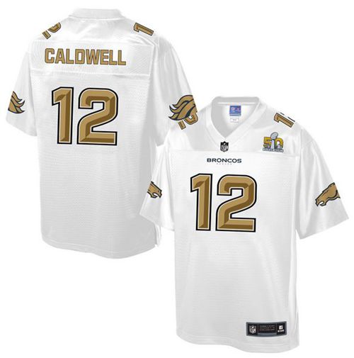  Broncos #12 Andre Caldwell White Men's NFL Pro Line Super Bowl 50 Fashion Game Jersey
