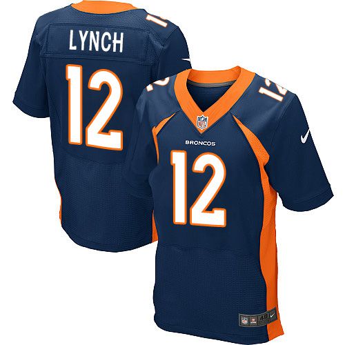  Broncos #12 Paxton Lynch Navy Blue Alternate Men's Stitched NFL New Elite Jersey