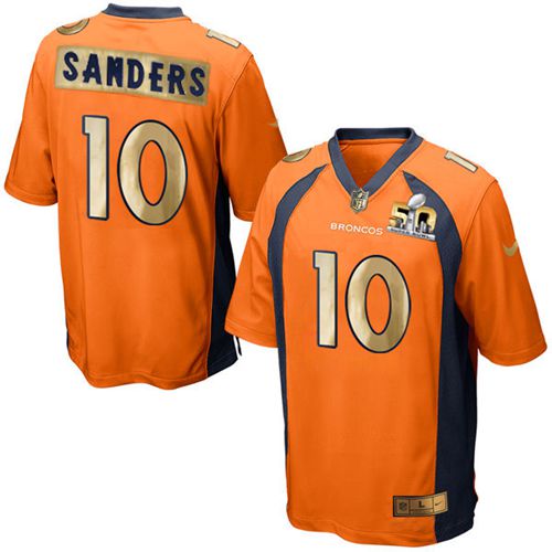 Broncos #10 Emmanuel Sanders Orange Team Color Men's Stitched NFL Game Super Bowl 50 Collection Jersey
