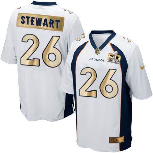  Broncos #26 Darian Stewart White Men's Stitched NFL Game Super Bowl 50 Collection Jersey