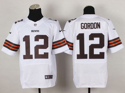  Browns #12 Josh Gordon White Men's Stitched NFL Elite Jersey