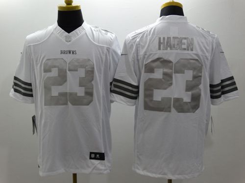  Browns #23 Joe Haden White Men's Stitched NFL Limited Platinum Jersey