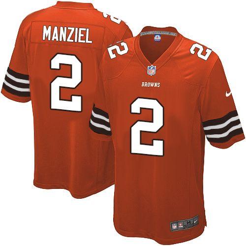  Browns #2 Johnny Manziel Orange Alternate Men's Stitched NFL Game Jersey