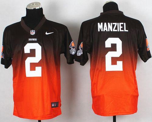  Browns #2 Johnny Manziel Brown/Orange Men's Stitched NFL Elite Fadeaway Fashion Jersey