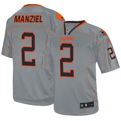  Browns #2 Johnny Manziel Lights Out Grey Men's Stitched NFL Elite Jersey