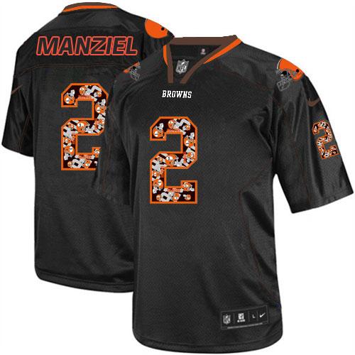  Browns #2 Johnny Manziel New Lights Out Black Men's Stitched NFL Elite Jersey