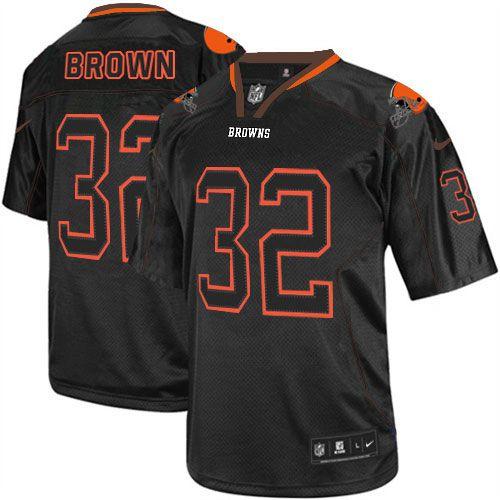  Browns #32 Jim Brown Lights Out Black Men's Stitched NFL Elite Jersey