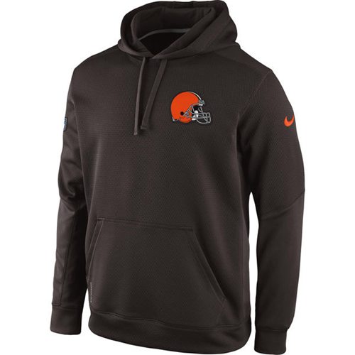 Cleveland Browns Historic Logo  KO Chain Fleece Pullover Performance Hoodie Brown