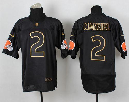  Browns #2 Johnny Manziel Black Gold No. Fashion Men's Stitched NFL Elite Jersey