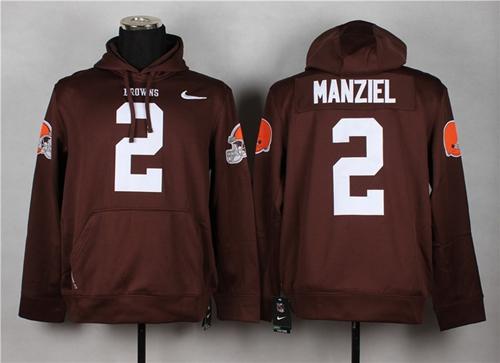  Browns #2 Johnny Manziel Brown Pullover NFL Hoodie