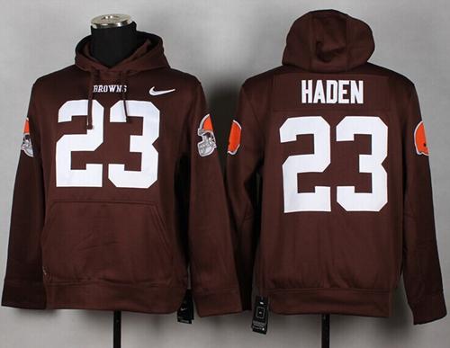  Browns #23 Joe Haden Brown Pullover NFL Hoodie