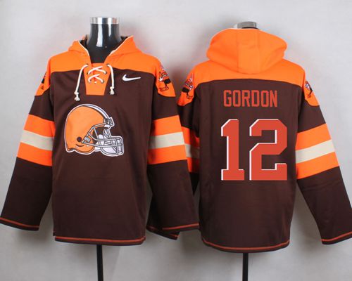  Browns #12 Josh Gordon Brown Player Pullover NFL Hoodie