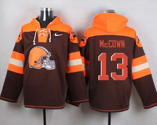 Browns #13 Josh McCown Brown Player Pullover NFL Hoodie