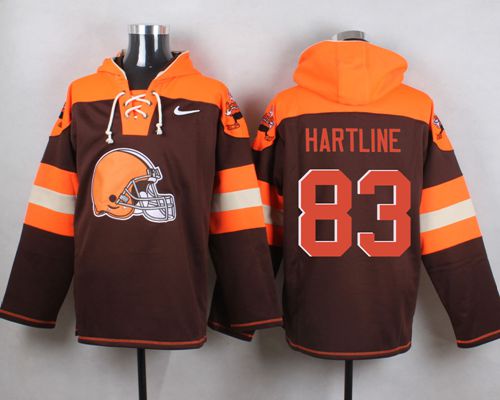  Browns #83 Brian Hartline Brown Player Pullover NFL Hoodie