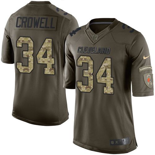  Browns #34 Isaiah Crowell Green Men's Stitched NFL Limited Salute to Service Jersey