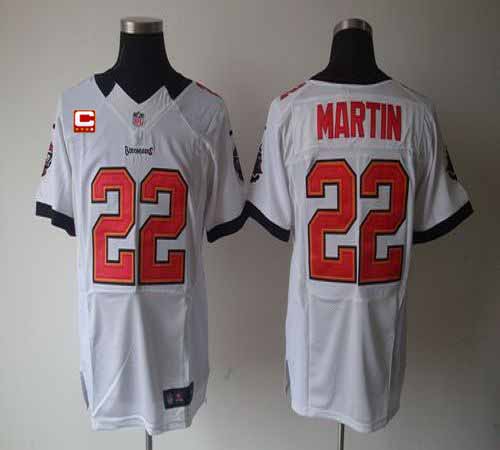  Buccaneers #22 Doug Martin White With C Patch Men's Stitched NFL Elite Jersey