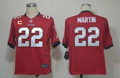  Buccaneers #22 Doug Martin Red Team Color With C Patch Men's Stitched NFL Game Jersey