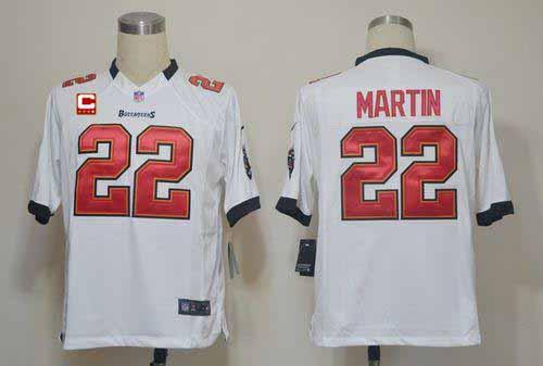  Buccaneers #22 Doug Martin White With C Patch Men's Stitched NFL Game Jersey