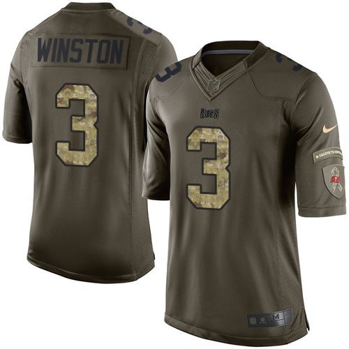 Buccaneers #3 Jameis Winston Green Men's Stitched NFL Limited Salute to Service Jersey