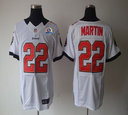  Buccaneers #22 Doug Martin White With Hall of Fame 50th Patch Men's Stitched NFL Elite Jersey