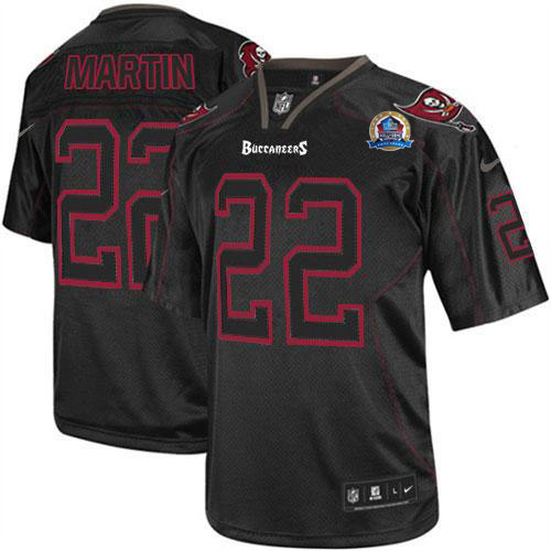  Buccaneers #22 Doug Martin Lights Out Black With Hall of Fame 50th Patch Men's Stitched NFL Elite Jersey