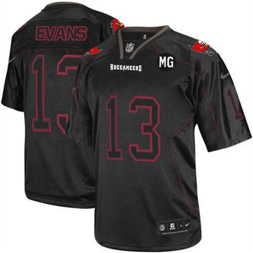  Buccaneers #13 Mike Evans Lights Out Black With MG Patch Men's Stitched NFL Elite Jersey