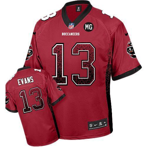  Buccaneers #13 Mike Evans Red Team Color With MG Patch Men's Stitched NFL Elite Drift Fashion Jersey