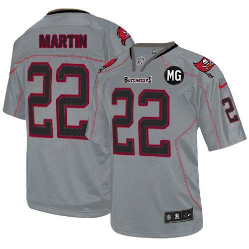  Buccaneers #22 Doug Martin Lights Out Grey With MG Patch Men's Stitched NFL Elite Jersey