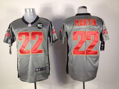  Buccaneers #22 Doug Martin Grey Shadow With MG Patch Men's Stitched NFL Elite Jersey