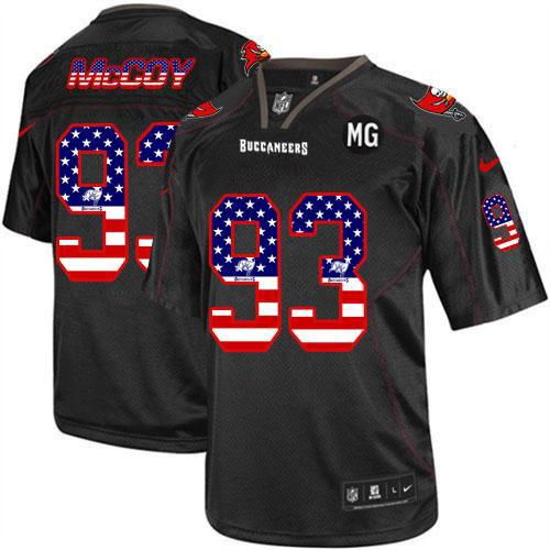  Buccaneers #93 Gerald McCoy Black With MG Patch Men's Stitched NFL Elite USA Flag Fashion Jersey