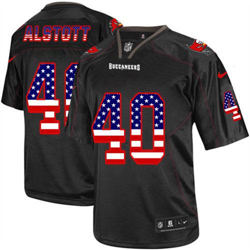  Buccaneers #40 Mike Alstott Black Men's Stitched NFL Elite USA Flag Fashion Jersey