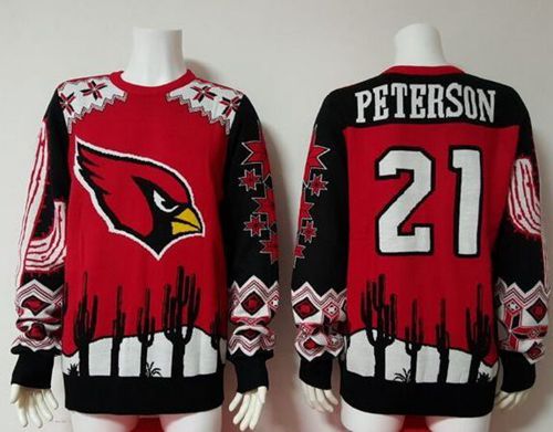  Cardinals #21 Patrick Peterson Red/Black Men's Ugly Sweater