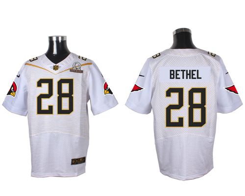  Cardinals #28 Justin Bethel White 2016 Pro Bowl Men's Stitched NFL Elite Jersey