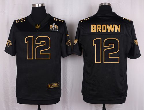  Cardinals #12 John Brown Black Pro Line Gold Collection Men's Stitched NFL Elite Jersey