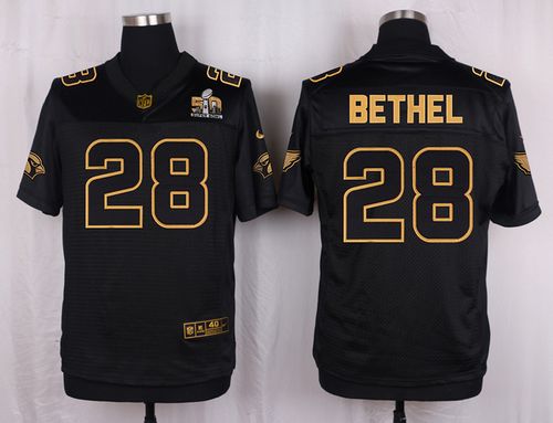  Cardinals #28 Justin Bethel Black Pro Line Gold Collection Men's Stitched NFL Elite Jersey