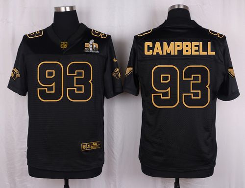  Cardinals #93 Calais Black Campbell Pro Line Gold Collection Men's Stitched NFL Elite Jersey