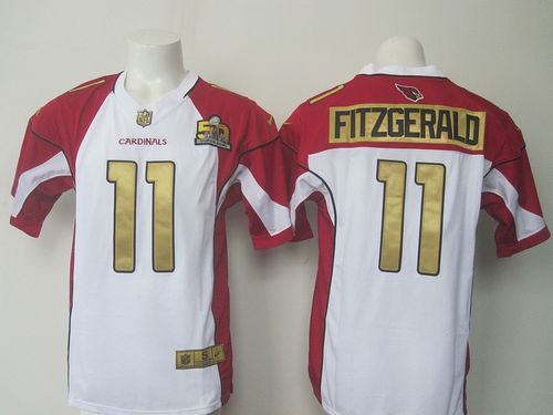  Cardinals #11 Larry Fitzgerald White Super Bowl 50 Collection Men's Stitched NFL Elite Jersey