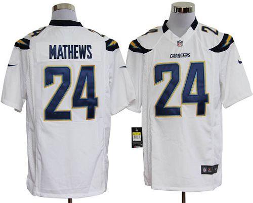  Chargers #24 Ryan Mathews White Men's Stitched NFL Game Jersey