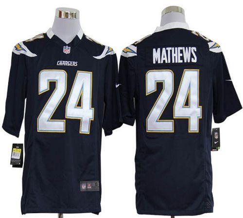  Chargers #24 Ryan Mathews Navy Blue Team Color Men's Stitched NFL Game Jersey
