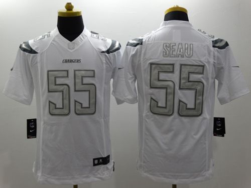  Chargers #55 Junior Seau White Men's Stitched NFL Limited Platinum Jersey