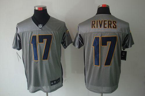 Chargers #17 Philip Rivers Grey Shadow Men's Stitched NFL Elite Jersey