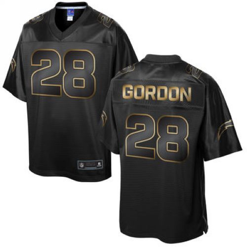  Chargers #28 Melvin Gordon Pro Line Black Gold Collection Men's Stitched NFL Game Jersey