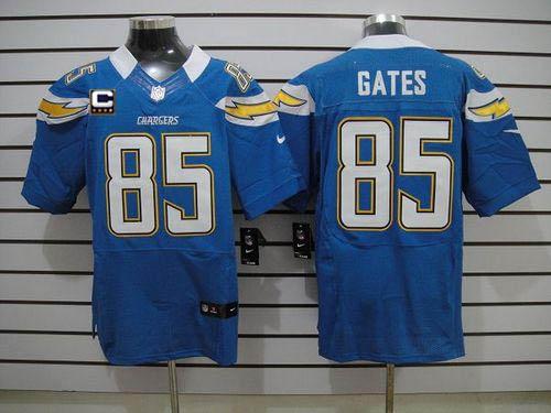  Chargers #85 Antonio Gates Electric Blue Alternate With C Patch Men's Stitched NFL Elite Jersey