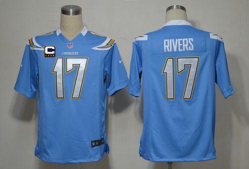  Chargers #17 Philip Rivers Electric Blue Alternate With C Patch Men's Stitched NFL Game Jersey