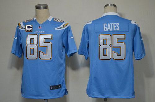  Chargers #85 Antonio Gates Electric Blue Alternate With C Patch Men's Stitched NFL Game Jersey