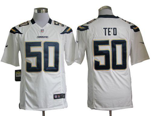  Chargers #50 Manti Te'o White Men's Stitched NFL Game Jersey