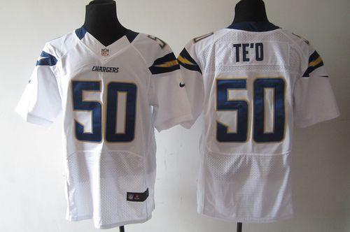  Chargers #50 Manti Te'o White Men's Stitched NFL Elite Jersey