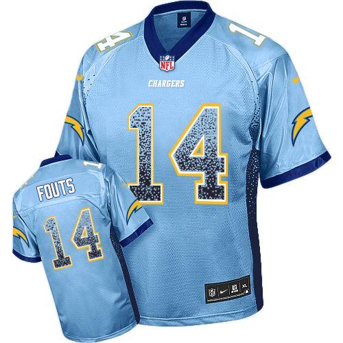  Chargers #14 Dan Fouts Electric Blue Alternate Men's Stitched NFL Elite Drift Fashion Jersey